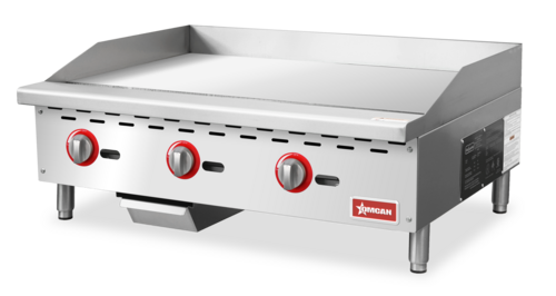 Omcan 47375 36 Inch Gas Griddle Countertop Stainless Steel with 3 Burners 90000 BTU