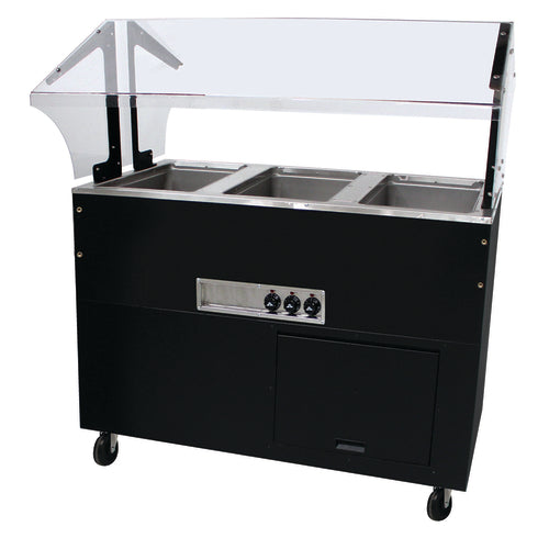 Advance Tabco BSW3-120-B-SB - Portable Hot Food Buffet Table, electric, stainless steel top, matte black vinyl steel clad body,