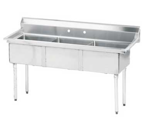 Advance Tabco FE-3-1812-X - Special Value Fabricated Sink, 3-compartment, no drainboards, bowl size 18" x 18" x 12" deep, 18
