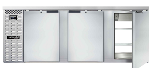 Continental Refrigerator BB90NSSPT - Back Bar Cooler, pass-thru, 90" wide, 34-3/4" high, 35.0 cubic feet, front breathing, stainless