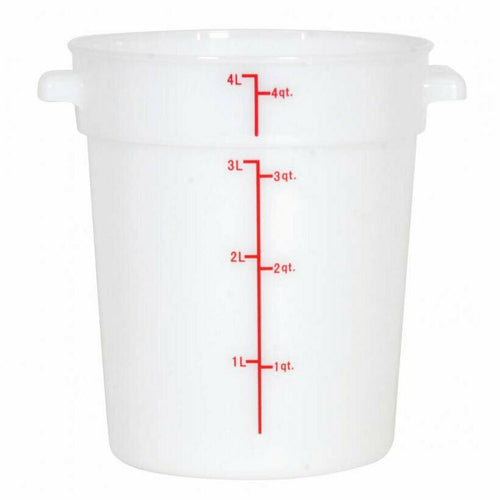 Omcan 80187 - (80187) Food Storage Container, 4 quart, round, polypropylene, white, NSF (Qty Break = 12 ea)