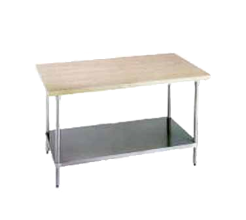 Advance Tabco H2G-308 - Maple Top Work Table, 96"W x 30"D, 1-3/4" thick laminated hard maple wood top, galvanized