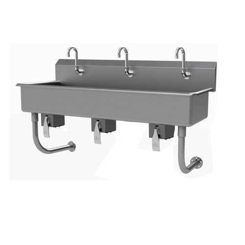 Advance Tabco FS-WM-60KV - Multiwash Hand Sink, splash mount faucet provision, wall mounted, (3) person, with knee valves,