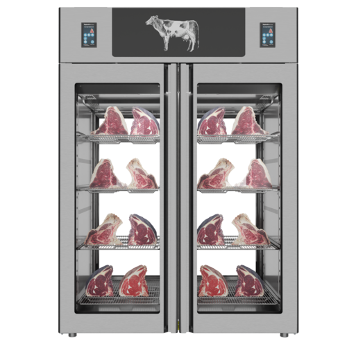 Omcan 48047 57 Inch Meat Curing Aging Cabinet Two-section with Humidity Management