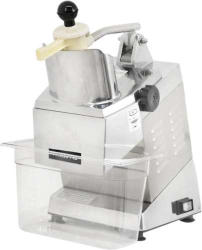 Omcan 10927 11 Inch Electric Food Processor Hinged Cover Angled Feed Style