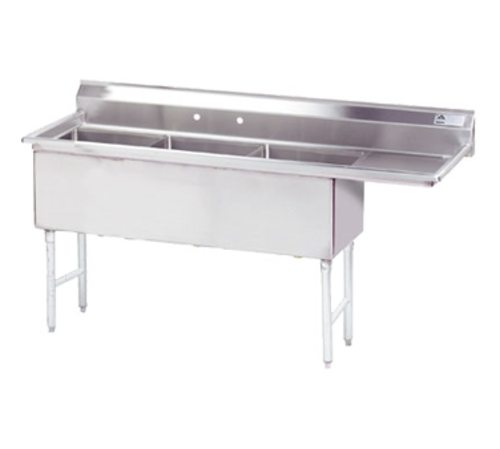 Advance Tabco FS-3-1818-18R - Fabricated Sink, 3-compartment, 18" right drainboard, bowl size 18" x 18" x 14" deep, 14 gauge 304