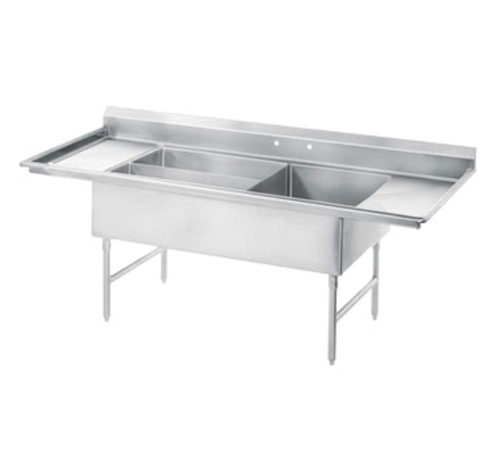 Advance Tabco 18-K5-56 - Meat & Platter Sink, 3-compartment, (1) 24" x 30" x 12" bowl, (2) 15" x 32" x 12" bowls, with two