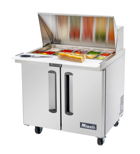 Migali C-SP36-15BT-HC 38" Mega Top Sandwich Prep Table w/ 2 Doors, 15 Pans