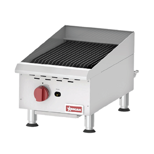 Omcan 43736 15 Inch Charbroiler Gas Stainless Steel with Drip Tray 40000 BTU