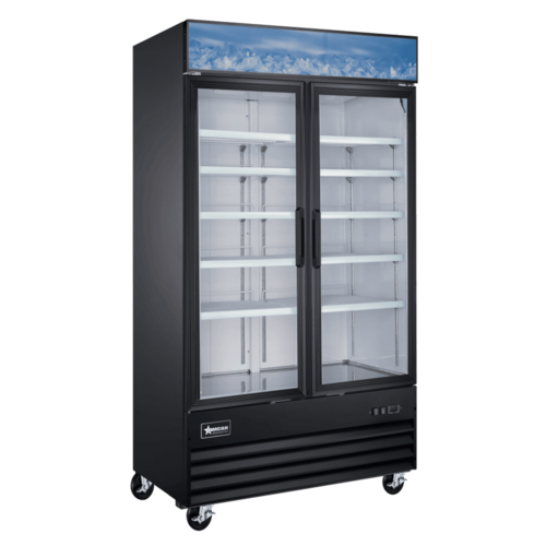 Omcan 51031 49 Inch Two-section Freezer 29 cu ft with Adjustable Shelves Black