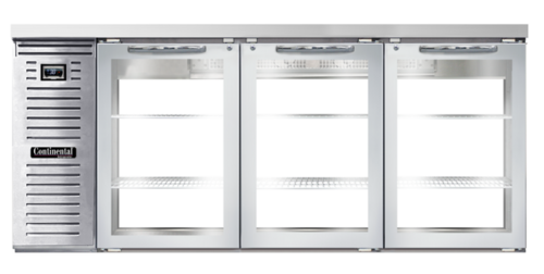 Continental Refrigerator BB79NSSGDPT - Back Bar Cooler, pass-thru, 79" wide, 34-3/4" high, 28.0 cubic feet, front breathing, stainless