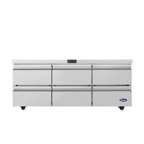 Atosa USA, Inc. AUR72D6 - Undercounter Refrigerator, 18.9 cu. ft., 2-section, 72-5/8”W, (6) drawers, maintains temperature