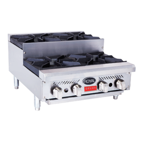 Royal Range RDHP-48-8SU 48" Countertop Step-Up Gas Hotplate with (8) Burners, Manual Controls, 240.000 BTU