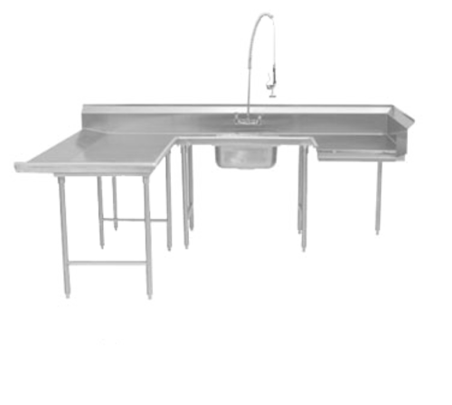 Advance Tabco DTS-U30-96L - Dishtable, soiled, u-shaped, attaches to left of dish machine operator, 59