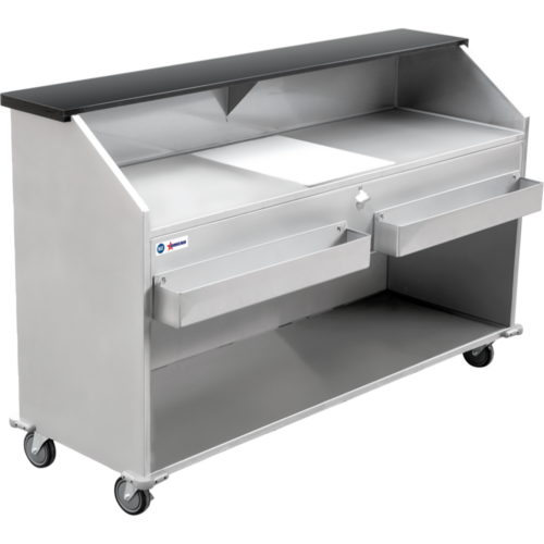 Omcan 48068 74 Inch Portable Bar with Ice Bin and Bottle Opener Stainless Steel Black Finish