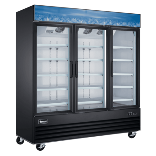 Omcan 51087 80 Inch Three-Section Display Freezer 52.3 cu ft Black Steel