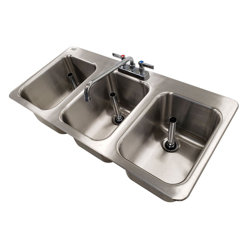 Advance Tabco DBS-3 - Bar Sink, drop-in, 3-compartment, 38