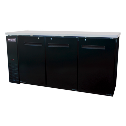 Migali C-BB72-HC 72" Three Section Back Bar Cooler with Solid Door, 19.6 cu. ft.