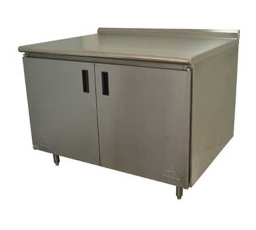 Advance Tabco HF-SS-3010M - Work Table, 120"W x 30"D, cabinet base with mid-shelf & hinged doors, 14 gauge 304 stainless steel