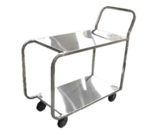 Omcan 23731 19 Inch Wide Welded Cart with 2 Solid Shelves Stainless Steel