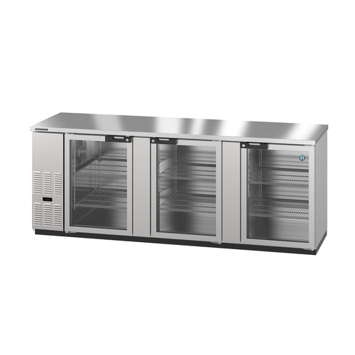 Hoshizaki BB95-G-S - Refrigerated Back Bar Cooler, reach-in, three-section, side mount self-contained refrigeration,