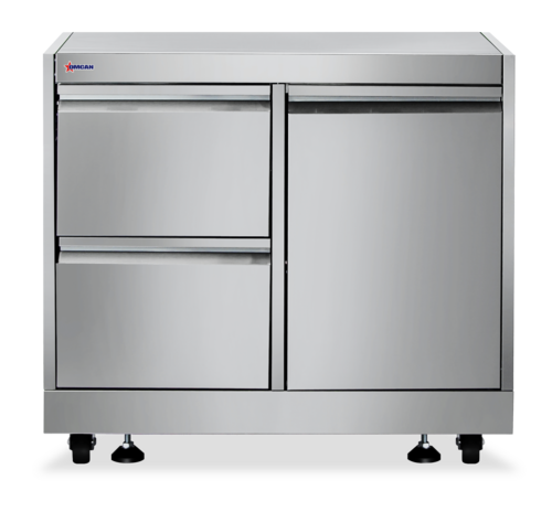 Omcan 47877 32 Inch Cabinet Stand with Two Drawers and Casters Stainless Steel