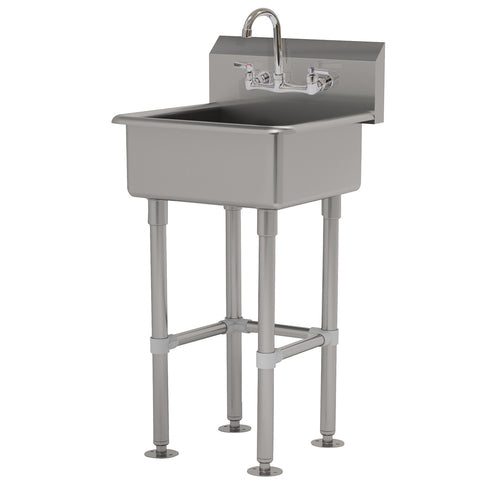 Advance Tabco FC-FM-2721-F - Service Sink, splash mount faucet provision, with stainless steel legs and flanged feet, includes
