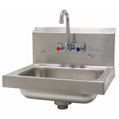 Advance Tabco 7-PS-68 - Hand Sink, wall mounted, 14" wide x 10" front-to-back x 5" deep bowl, 20 gauge 304 stainless steel,