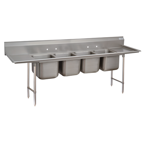 Advance Tabco 9-24-80-24RL - Regaline Sink, 4-compartment, with left & right-hand drainboards, 20" front-to-back x 20"W sink