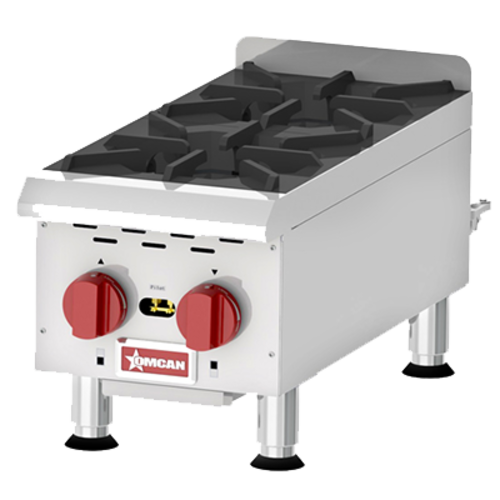 Omcan 43733 12 Inch Gas Countertop Hotplate with 2 Burners 44000 BTU