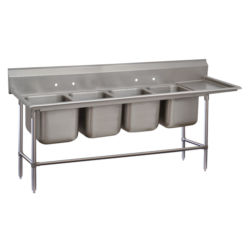 Advance Tabco 94-44-96-24R - Regaline Sink, 4-compartment, with right-hand drainboard, 24