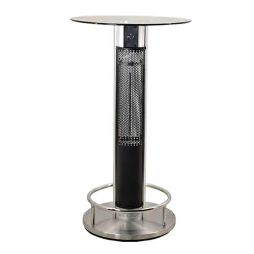 Omcan 43123 23-1/2 Inch Electric Heated Patio Table Tempered Glass and Stainless Steel