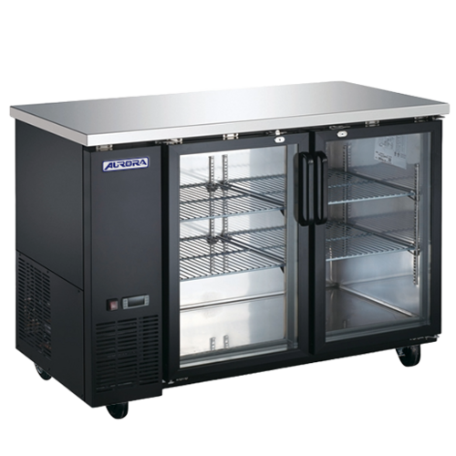 Omcan 59060 61 Inch Two Section Refrigerated Back Bar Cooler Black