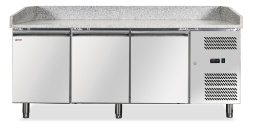 Omcan 41145 79 Inch Refrigerated Pizza Prep Table with Granite Top Three-section