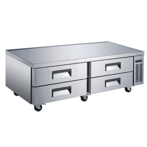 Omcan 50072 72 Inch Refrigerated Chef Base 47 Cu Ft Stainless Steel 4 Drawers