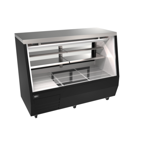 Omcan 50106 71 Inch Floor Model Refrigerated Deli Display Case Black Aluminum