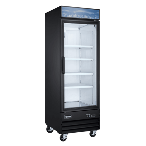 Omcan 51029 27 Inch 12.3 cu ft Freezer Reach-in Display Black Steel