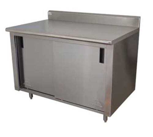 Advance Tabco CK-SS-305 - Work Table, 60"W x 30"D, cabinet base with sliding doors, 14 gauge 304 stainless steel top, 5"H