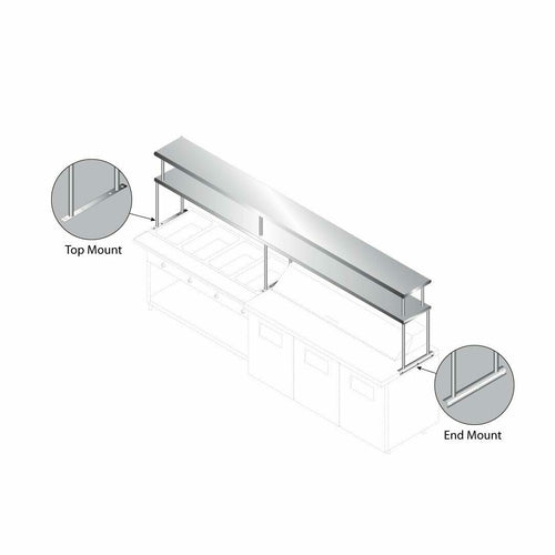 Advance Tabco CU-18-96-2 - Overshelf, double, 96"W x 18"D, 18/430 stainless steel, to span over existing equipment (supplied
