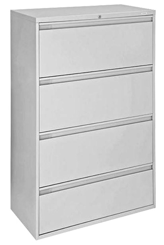 Omcan 45791 36 Inch Light Gray Lateral Filing Cabinet with Four Drawers