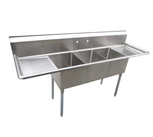 Serv-Ware E3CWP24242-24-V - Serv-Ware - Sinks - 14" Deep Economy Sink 3 Bowl - 120" W x 29.5" D x 45.5" H, 18/304 stainless