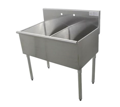 Advance Tabco 4-42-48 - Square Corner Scullery Sink, 2-compartments, 24"W x 24"D front-to-back x 13" deep sink