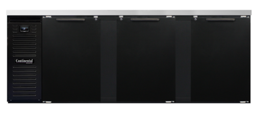 Continental Refrigerator BB90N - Back Bar Cooler, 90" wide, 34-3/4" high, 35.0 cubic feet, front breathing, stainless steel top, (3)