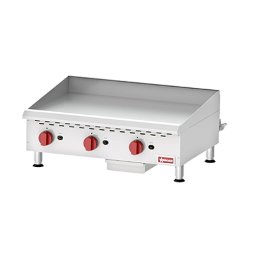 Omcan 43731 36 Inch Gas Griddle Stainless Steel Manual Control 3 Burners 90000 BTU