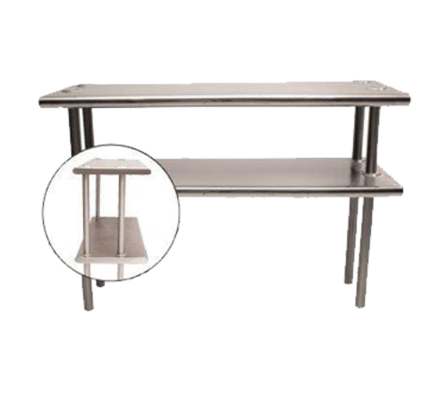 Advance Tabco CDS-18-132 - Overshelf, table mounted, double, 132"W x 18"D, 18/430 stainless steel, 6" overhang on one side,
