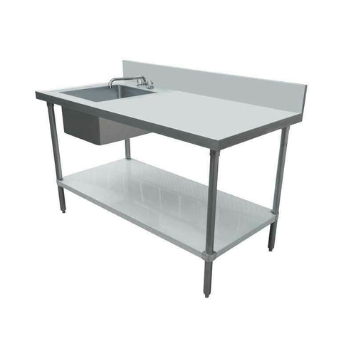Omcan 43231 60 Inch Work Table with Prep Sink 18 Gauge Stainless Steel Top