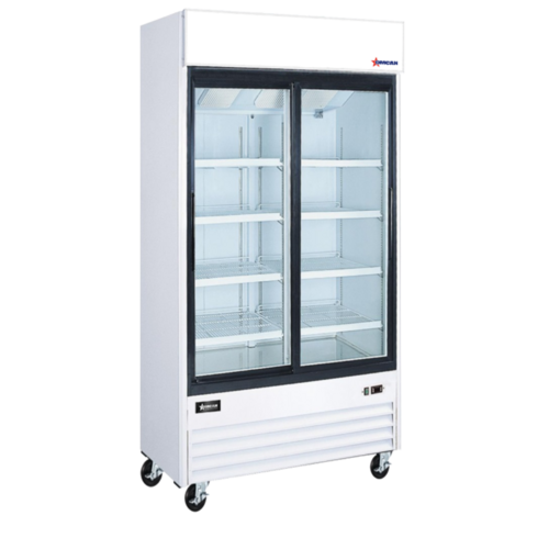 Omcan 50127 (RE-CN-0039-HC-W) Merchandiser Refrigerator Reach-in Two-section
