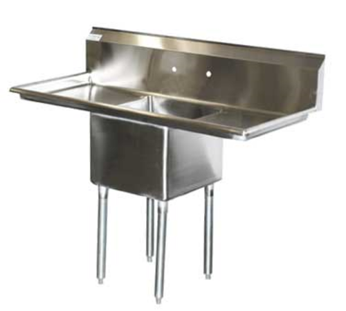 Serv-Ware E1CWP18182-18-V - Serv-Ware - Sinks - 14" Deep Economy 1 Bowl - 54"W x 23.5"D x 45.5"H, 18/304 stainless steel, 18"