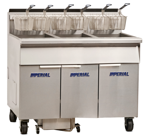 Imperial IFSSP450C - Fryer, gas, floor model, (4) battery, 50 lb. capacity each, built in space saver filter system, 5.5