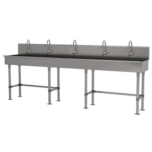 Advance Tabco 19-FM-100EFADA - Multiwash Hand Sink, with stainless steel legs and flanged feet, with (5) electronic faucets, 100
